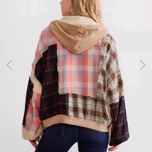 Oli & Hali boutique pieced plaid jacket NWOT size medium oversized fit unique - Picture 2 of 7